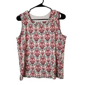 Kim Rogers Tank Top Petite Large Diamond Geometric Square Neck Native Tribal